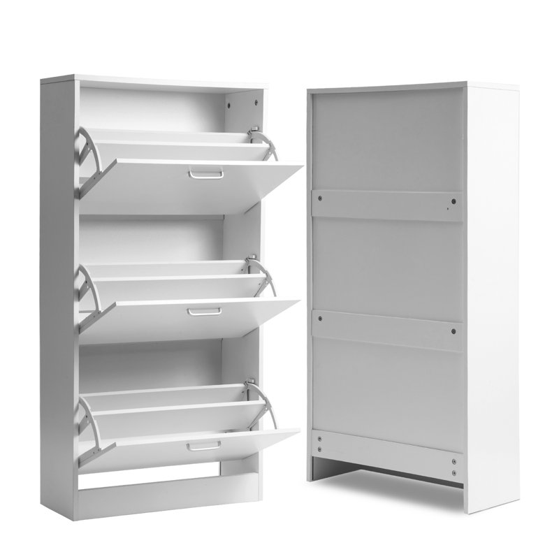 12 Pair Flip Down Shoe Storage, White