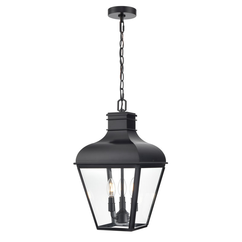 Luminaire suspendu d'extérieur à 3 lumières de 11 po de large Edenton - Noir mat