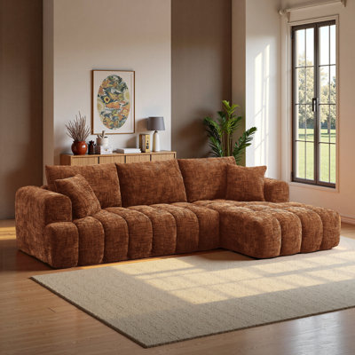 Boneless 108.3" Sectional Couches For Living Room – Modern Modular Boneless Couch, Upholstered L-Shape Sofa, Oversized Deep Seat 3-Seater Modular Sectional Sofa