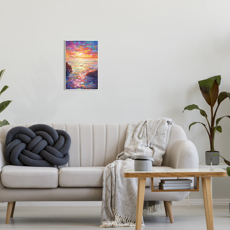 «Vibrant Abstract Ocean Sunset» par Leon Devenice, H 15 po x l 10 po x P 0,5 po