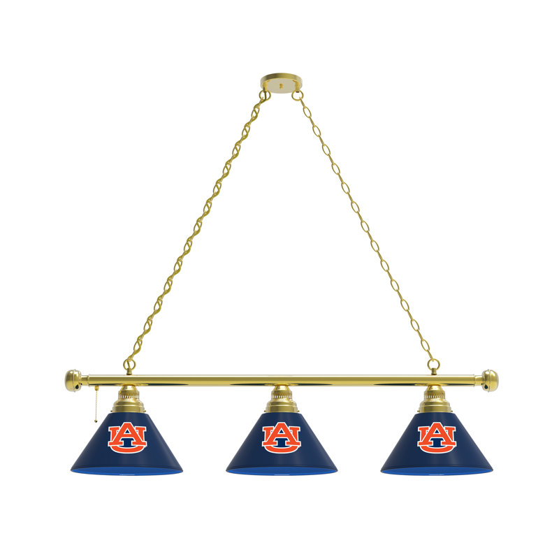 3 - Light Pool Table Lights Pendant, Brass, Auburn Tigers