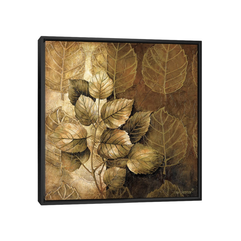 « leaf patterns iii », impression sur toile, H 18 po x l 18 po x P 1,5 po, Toile encadrée noire, Pas de tapis