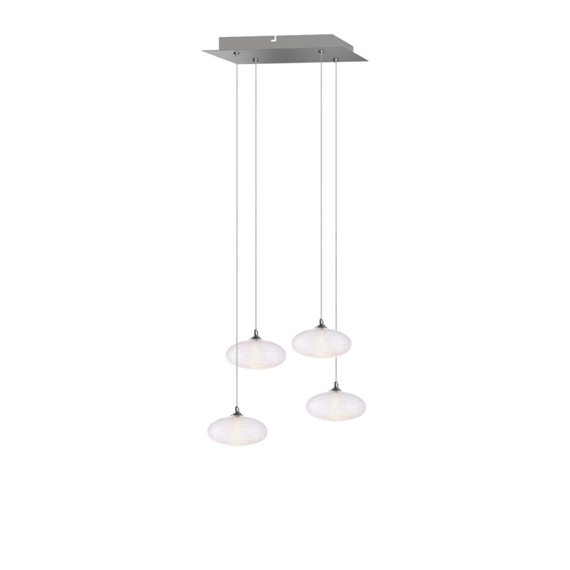 Luminaire suspendu sphère DEL 4 lumières Alvie, Chrome