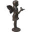 Sculpture décorative petite fonte fantaisiste en fonte parlant avec oiseau H 6,5 po