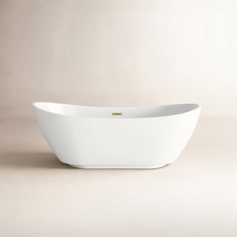 Labrusca 67'' x 28.3'' Soaking Fiberglass Bathtub, Brushed Gold