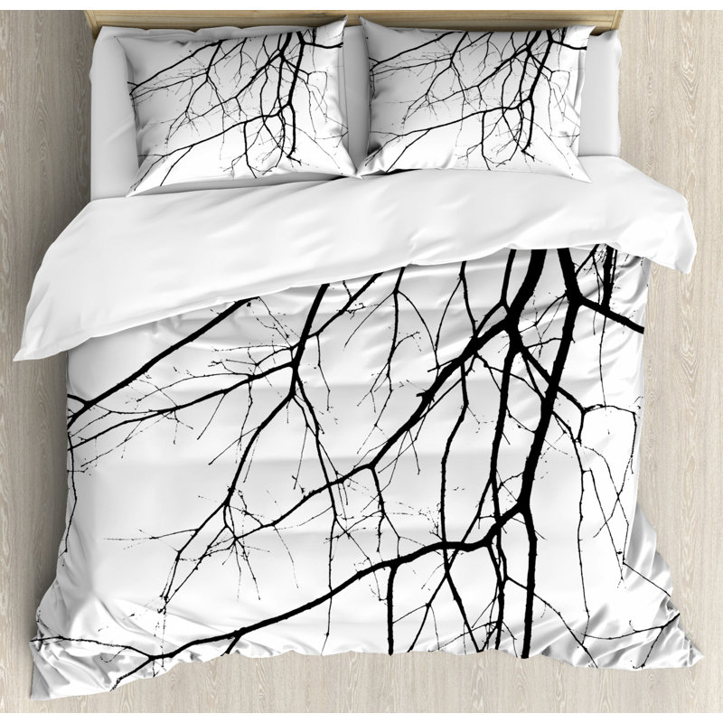 Black and White Queen Size Microfiber Duvet Cover Set