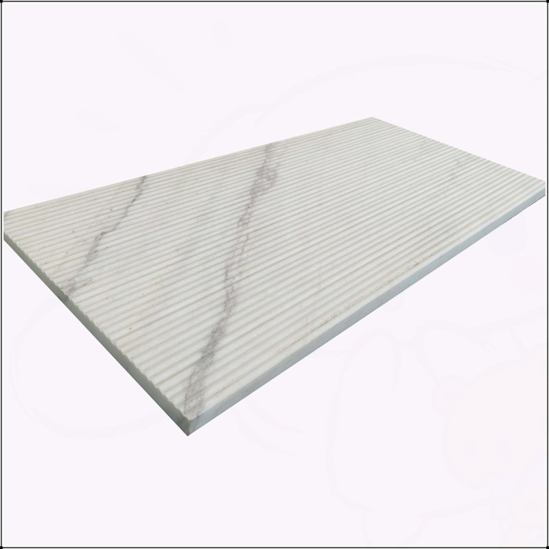 Marbre blanc 12 x 24, marbre naturel, pour mur, fini texturé à l'OL, marbre cannelé 3D, pierre naturelle, 1 boîte de 4 pièces