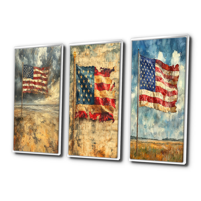 Drapeau américain sur le jour J, invasion de la Seconde Guerre mondiale - Collection d'art mural patriotiste américain