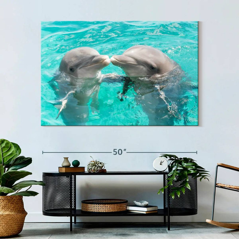 Dolphins Kissing, 34" H x 51" W