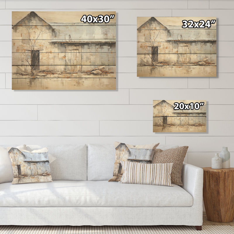 Minimalisme grange atténuée - Art mural en bois de grange sur bois de pin naturel, H 30 po x l 40 po