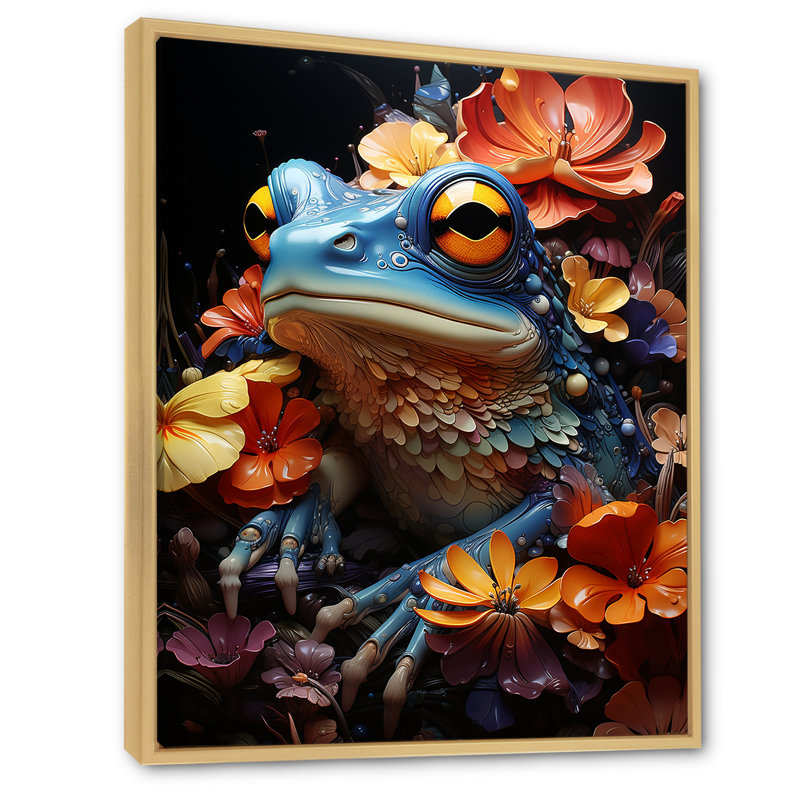 Cosmic Frog Journey sur impression sur toile, Cadre flottant naturel, H 44 po x l 34 po x P 1,5 po