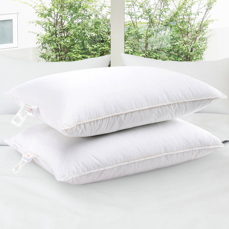 King Size White Hypoallergenic Polyester Pillows Set of 2