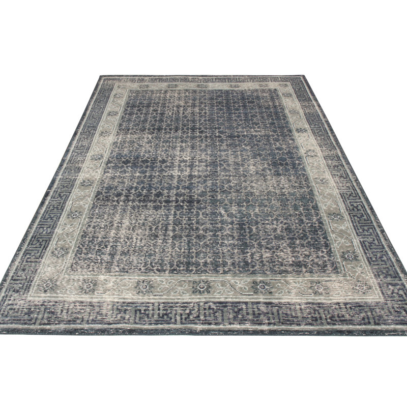 Distressed Homage Hand Knotted Wool Area Rug, Rectangle 5' x 8'