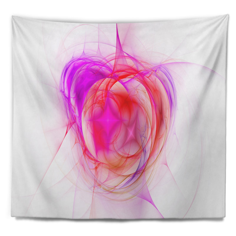 Tapisserie lustre supernova à explosion en fractale rose abstract, H 32 po x l 39 po