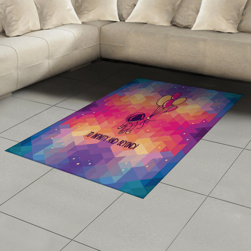 Tapis décoratif à longues fibres en polyester à haute densité Astronaut, Rectangle— 4 pi x 5 pi 8 po