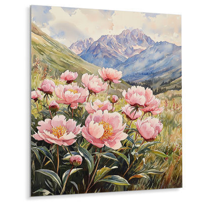 Pivoines dans la vallée de Windswept VI - pivoines, impression sur métal