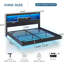 Cadre de lit flottant avec lumières à DEL et rangement pour tête de lit, lit flottant visuel avec station de charge, lit plateforme en métal avec structure stable, pas besoin de sommier, facile à assembler-1389979030-1389302776