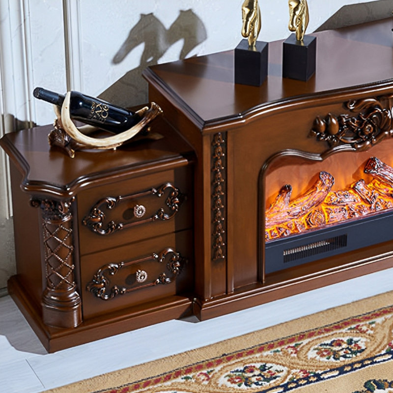 European fashion simple fireplace TV cabinet, Brown