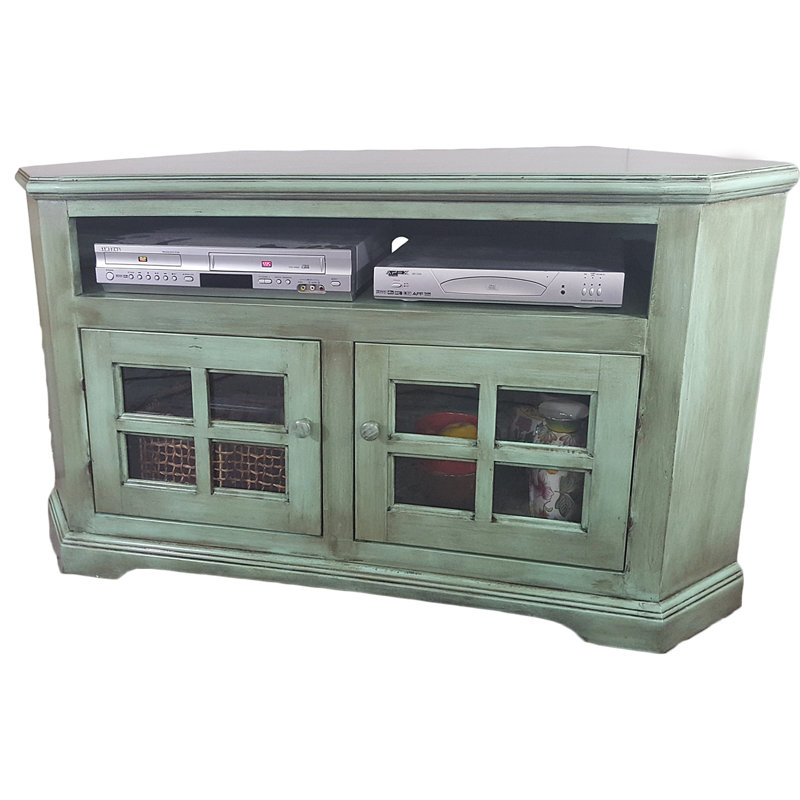 Inouye Unfinished Corner TV Stand for TVs up to 55", Aquamarine