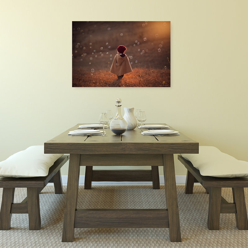 Childhood Bubble Wonder Dreamy Playful Abstract Autumn Landscape Wall Art Print by Jake Olson - Wrapped Canvas Print