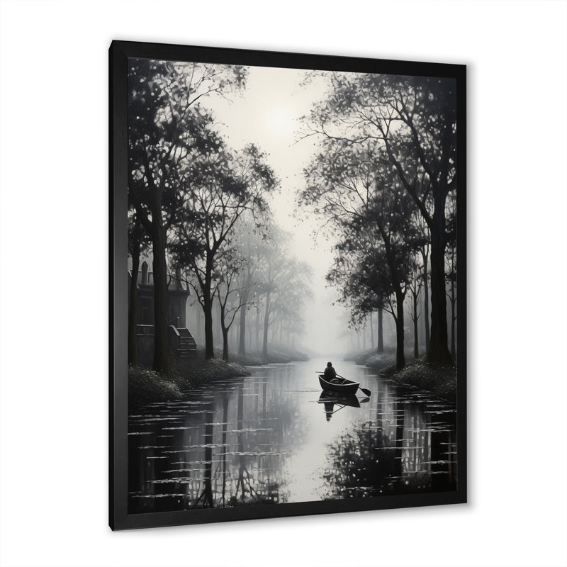 Impression sur toile Canal Quiet Passage Charcoal III - Canals, Cadre photo noir, H 32 po x l 16 po x P 1 po