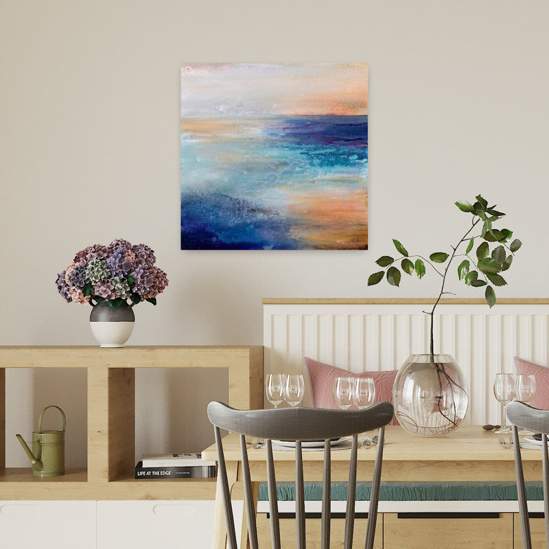 Art contemporain abstrait côtier, H 18 po x l 18 po