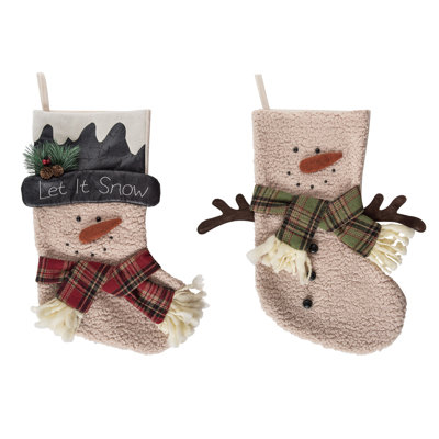  Ensemble de 2 bas de Noël en peluche bonhomme de neige rustique