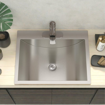 Brushed Nickel Stainless Steel Lavatory Sink 21X17 - Resists Stains And Scratches, Easy To Clean Drop-In 21"X17" , Long-Lasting Finish