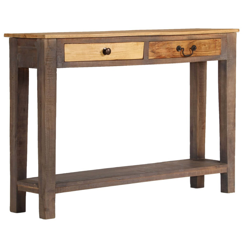 Console Table Vintage Entryway Table with Storage Solid Wood Acacia, Dark brown