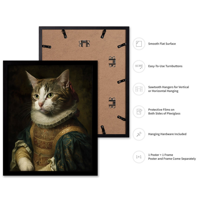 Chat aristocratique, Black Framed, H 24 po x l 32 po, Affiche