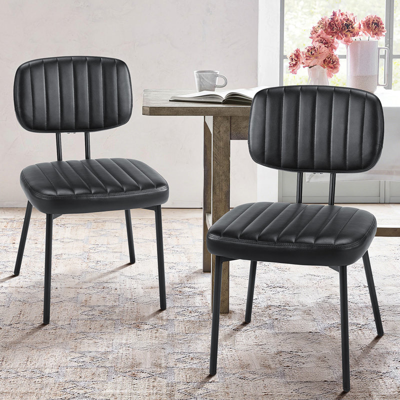 Chaises de salle à manger rembourrées en faux cuir Donivee, Noir