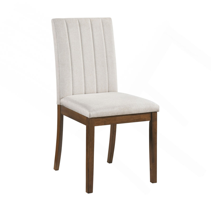 Ensemble de 2 chaises de salle à manger contemporaines à finition brune avec assise et dossier en tissu Dinng