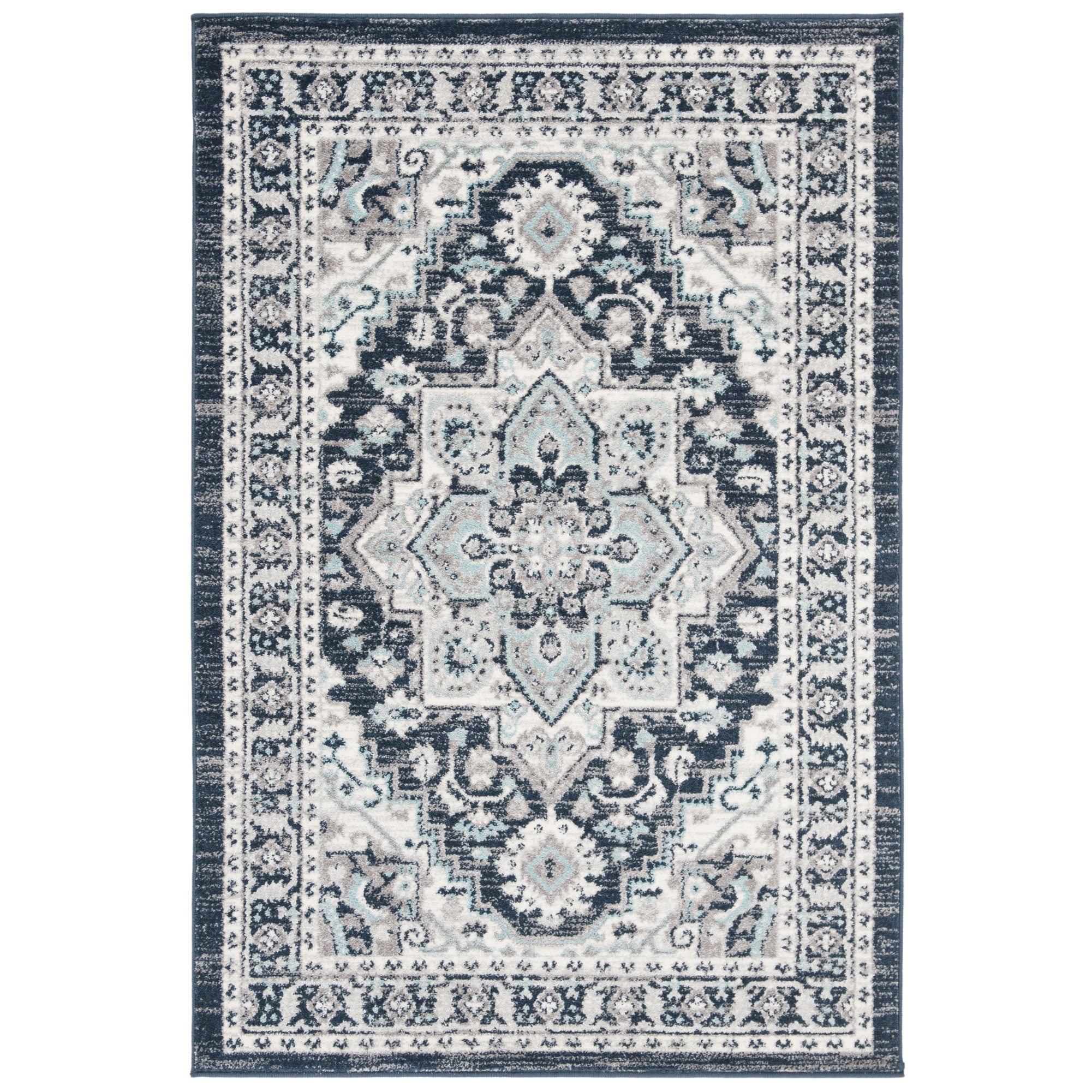 Bungalow Rose Gutierez Oriental Turquoise/Navy Area Rug Wayfair