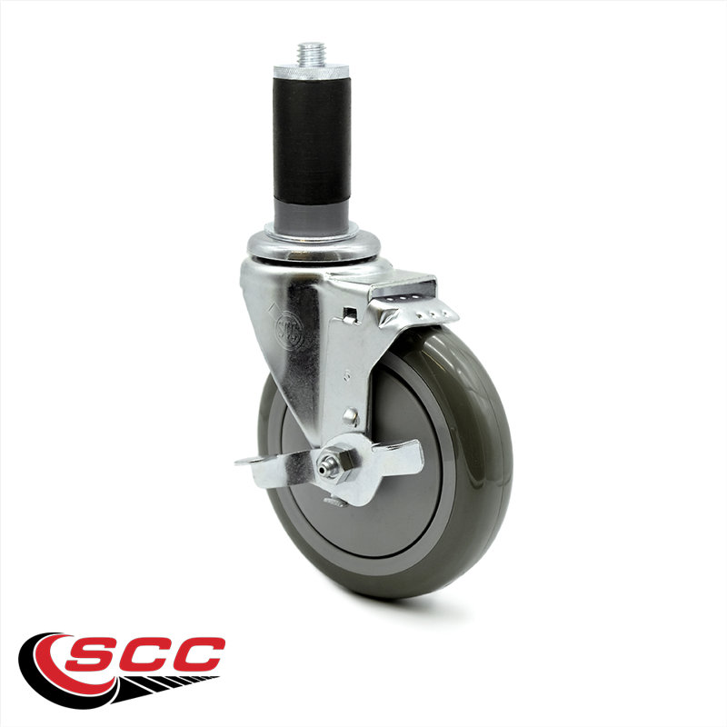 Expanding Stem Caster with 2 Brake, Gray