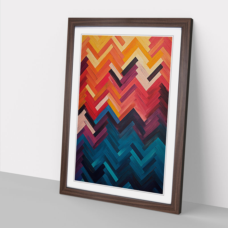 Chevrons Action No.2 - Single Picture Frame Print on Wood, Walnut Framed, 64cm H x 46cm W x 2cm D