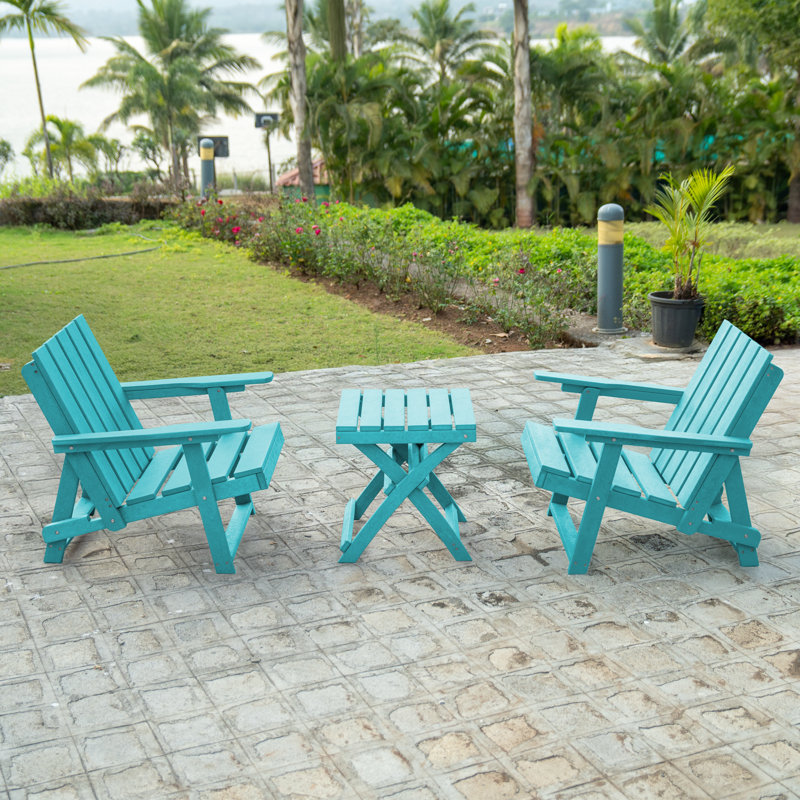 Amalfi Folding HDPE Outdoor Adirondack Chair, Hawaiian Blue