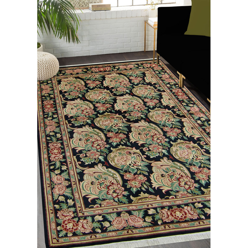 Tapis fabriqué à la main pak-persan Valerie - noir - brun clair, 6 pi 2 po x 9 pi 4 po