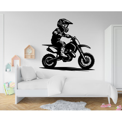 Motocyclette garçon autocollant mural vélo de saleté autocollant mural moto décorations murales décorations de chambre de bébé chambre de bébé 342RS