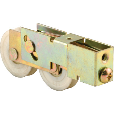 Prime-Line Steel Sliding Door Roller Tandem Assembly, 1-1/2 D x 5/16 W, Steel, Golden (1 Set)
