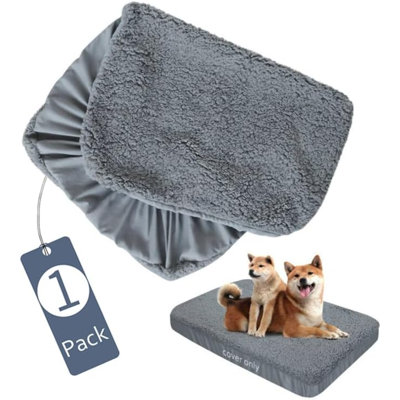 Dog Bed Covers Soft Plush Replacement Washable, Waterproof Dog Bed Liner Grey, Dog Mattress Cover, Pet Bed Cover 54X44 Inches, For Dog/Cat, Cover Only