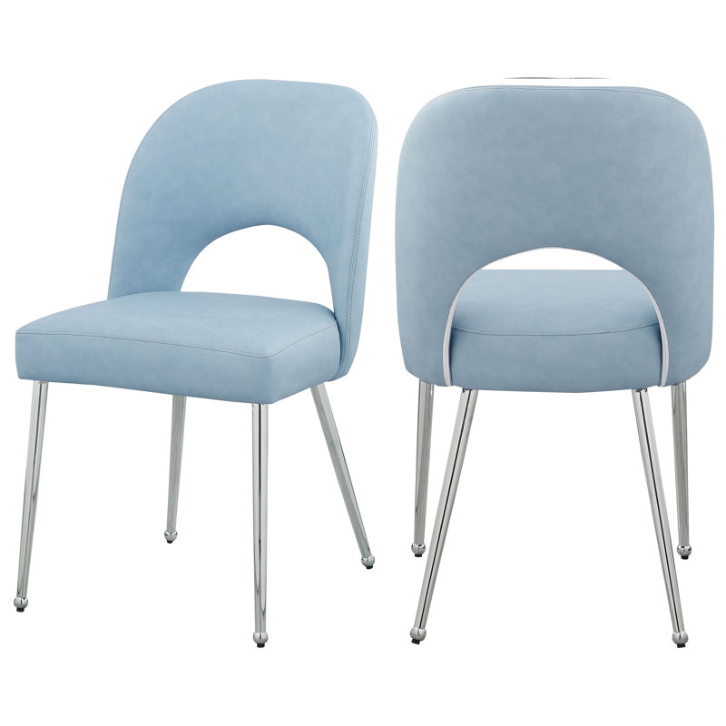 Tiyrene 19.5'' H Vegan Leather Upholstered Side Chair, Light Blue