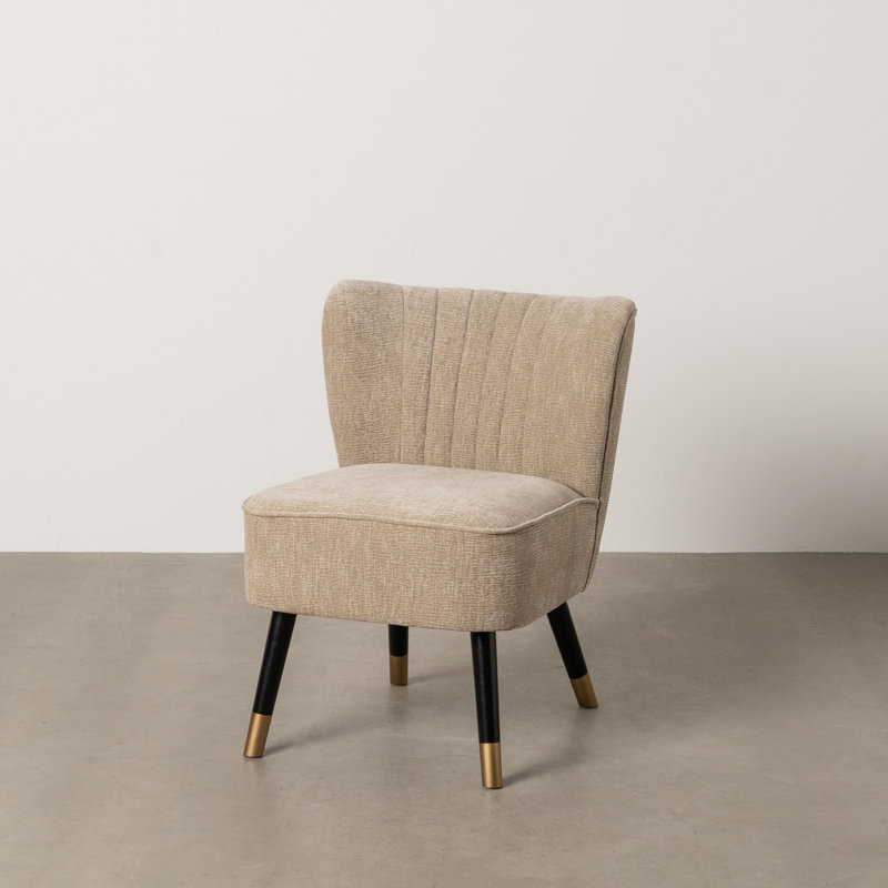 Aleysa Upholstered Side Chair, Beige Polyester
