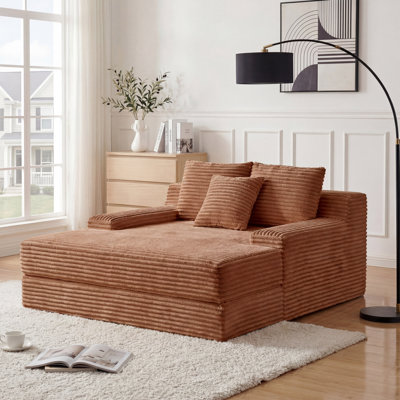 Méridienne surdimensionnée de 65,4 po avec 3 coussins et canapé-lit rembourré Jocelyn pour salon, chambre à coucher et salle multimédia, sans assemblage requis