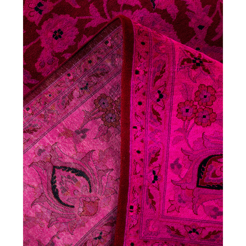 Overdyed Hand-Knotted Wool Modern-Contemporary Pink Area Rug 9' 2" x 12' 3"
