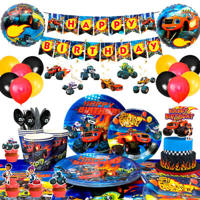 Ensemble de décorations de fête d'anniversaire pour enfants, 119 pièces Monster Truck