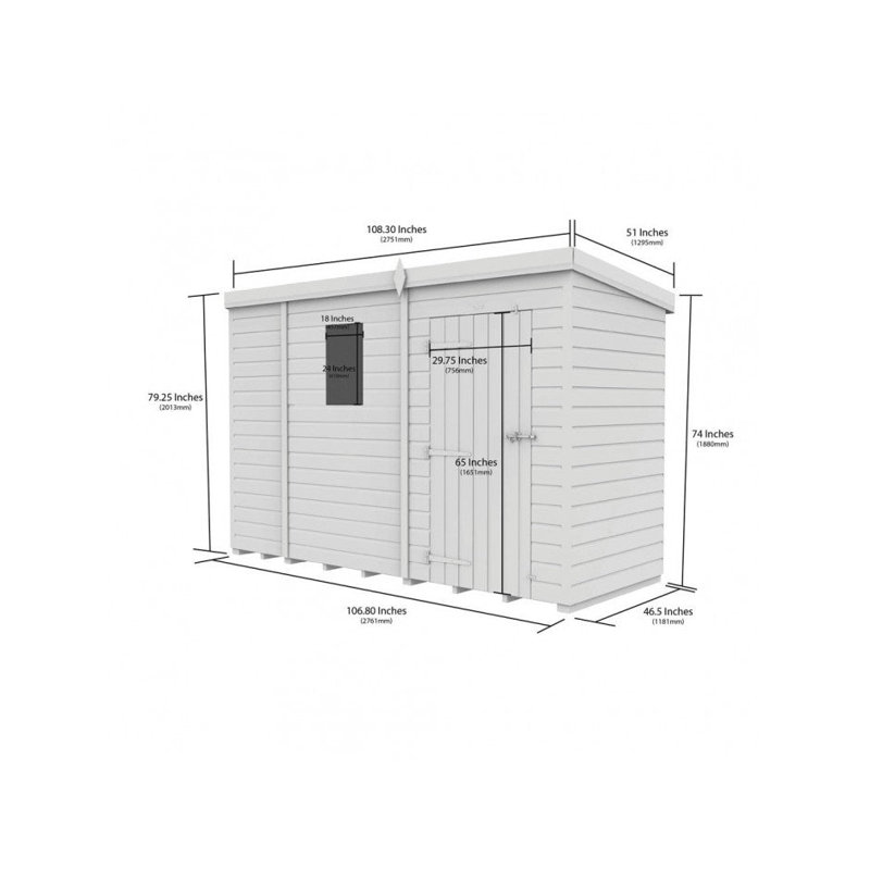 9x4 Pent Composite Shed