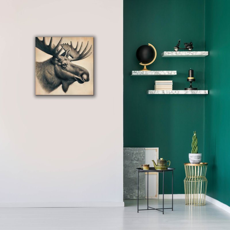Toile épique «Moose Head» par Rey Klimt, H 26 po x l 26 po