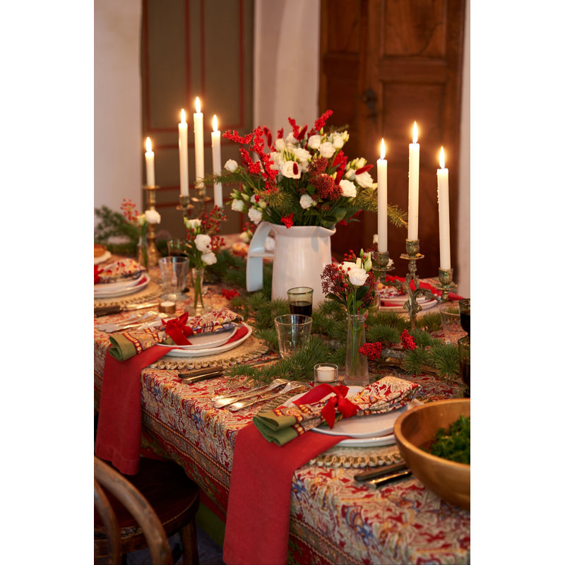 Noel Handmade Floral Tablecloth, 128" x 71"