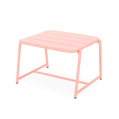 Outdoor Side Table In Coral, Matte Metal & Slat Panels, Design Style Matte Finish Coral Table, With Panel