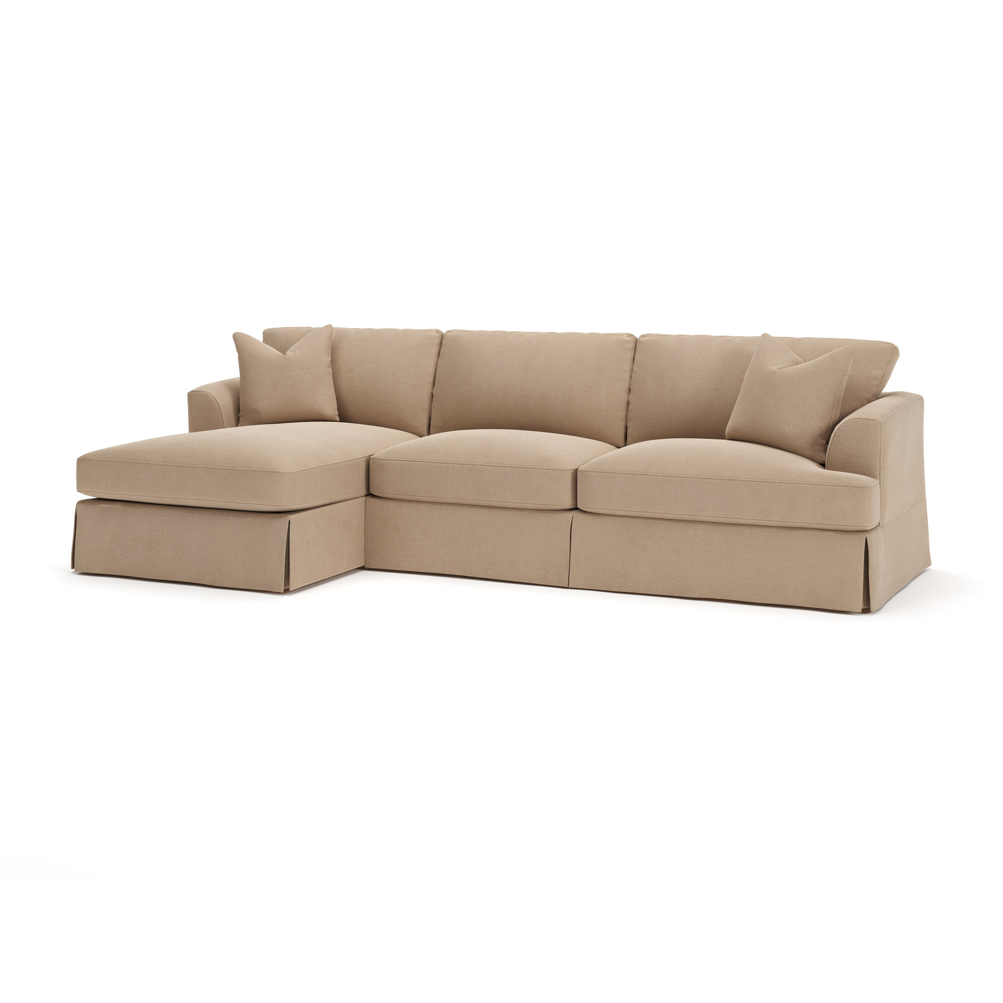 Lucia 128" Wide Down Cushion Sofa & Chaise, Left Hand Facing, Bella Toast Performance Velvet